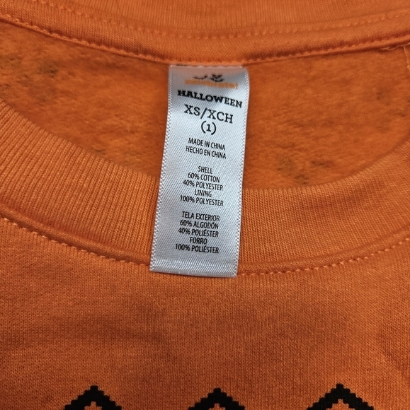 HALLOWEEN Ugly Sweater style Shirt Lights Up XS Orange Black Bats - Picture 5 of 9